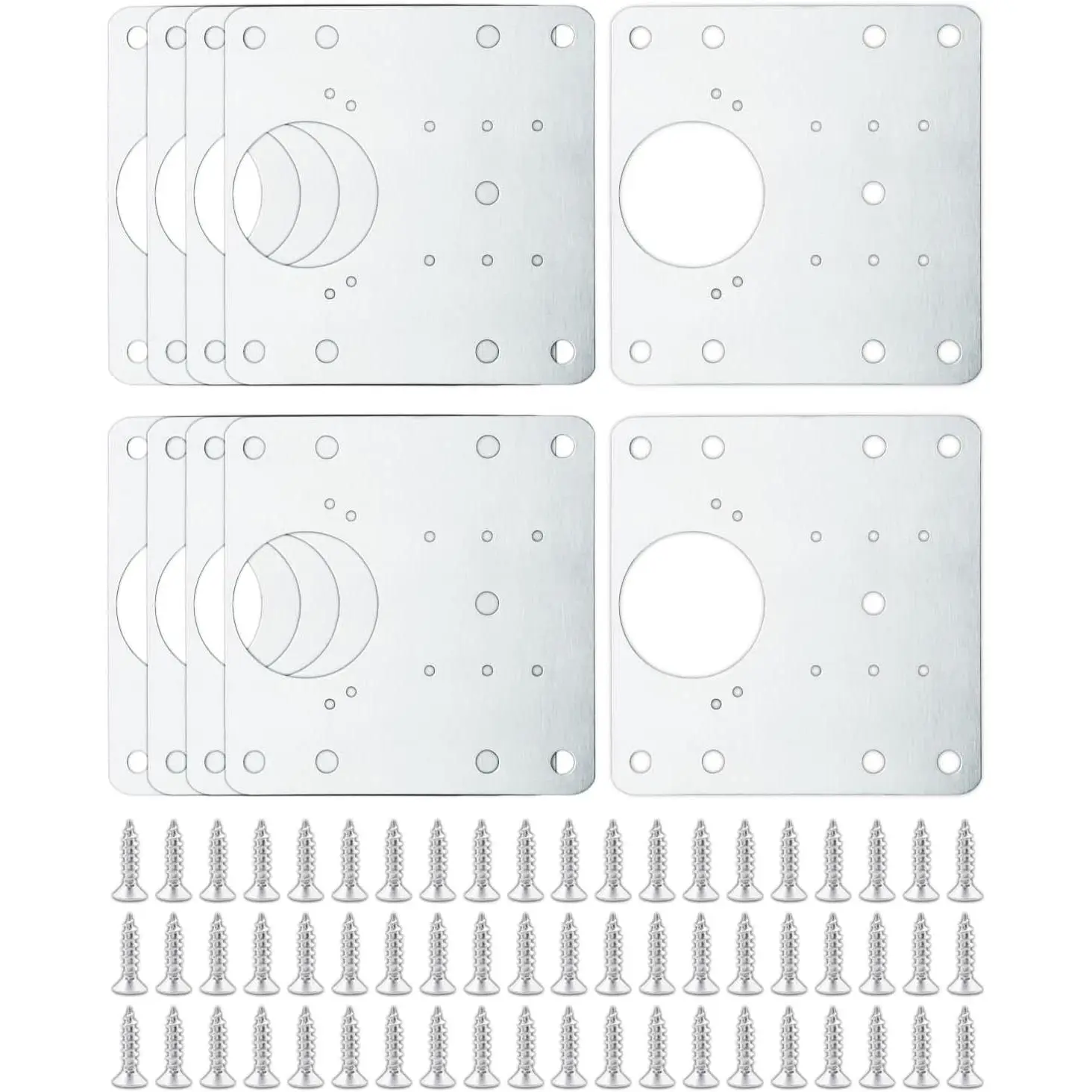 10 Pcs Cabinet Hinge Repair Kit with 60 Pcs Screws, Sliver| Stainless Door Hinges for Cabinets, Fixion
