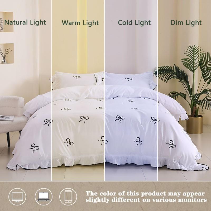 3pcs Princess Style Bow Ruffle Bedding Set, Includes 1 Duvet Cover + 2 Pillowcases No Insert, Comfortable Sleep, Durable Material, Perfect Gift