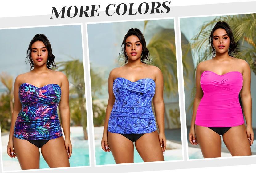 Aqua Eve Plus Size Tankini Top Only Bandeau Swim Top Strapless Swimsuit Top Twist Front Bathing Suit Top No Bottom