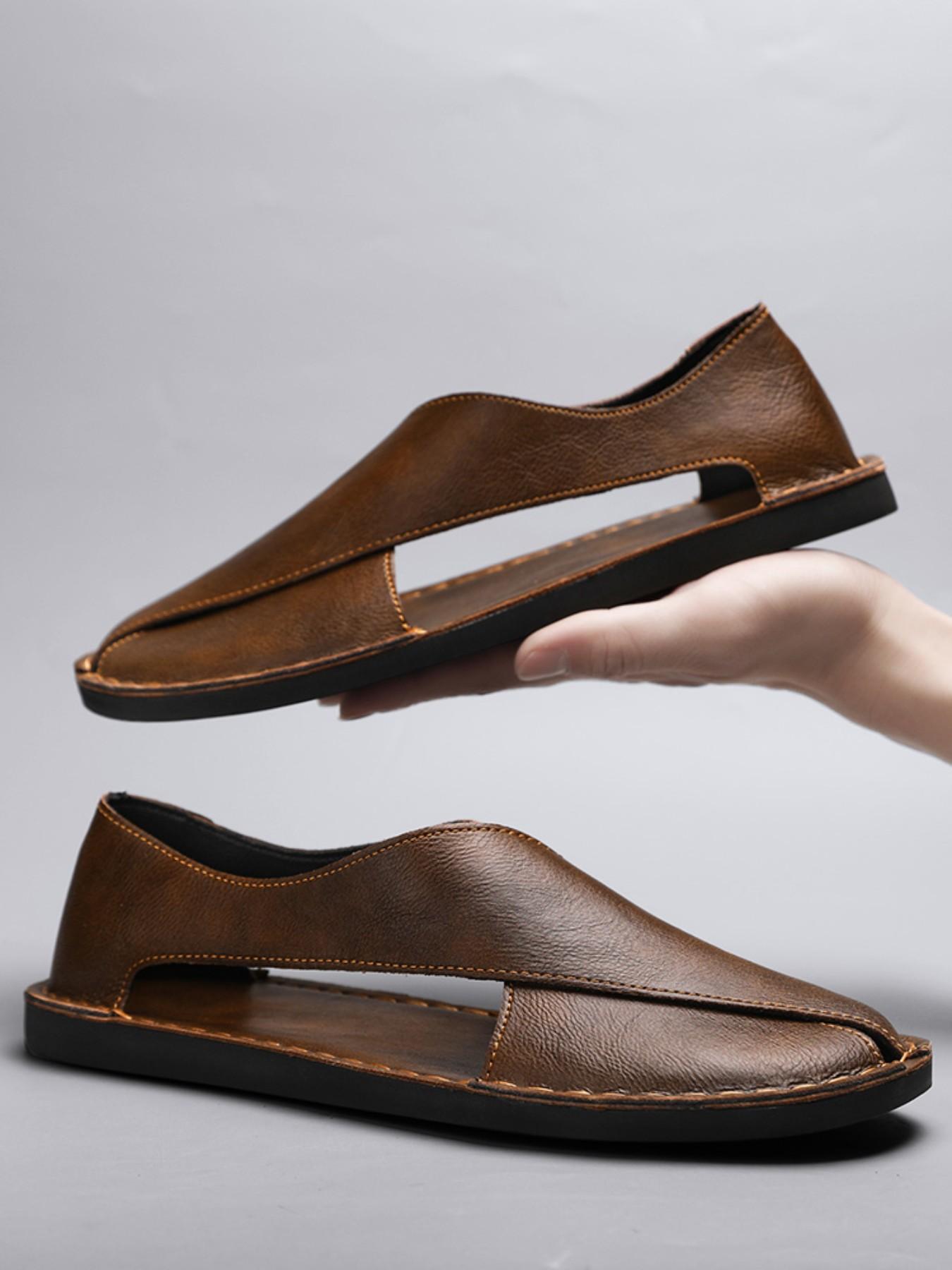 Men's Casual Sandals, Fashion Hollow Out Beach Shoes, Soft Sole, Handmade, Comfortable Footwear, Ideal for Daily Wear and Outdoor Activities