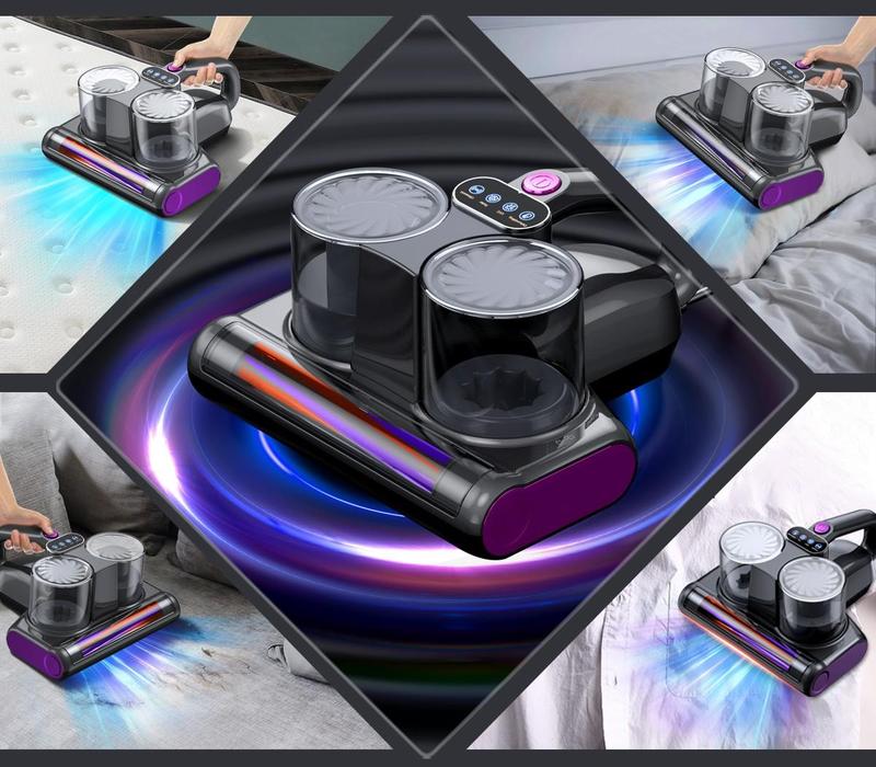 Mattress Mite Remover Vacuum Cleaner & Pet Hair - 16KPa Strong Suction, UV-C Sanitizing Light, LED TikTokShopBlackFriday Display and HEPA Filter，6-in-1 Lightweight Handheldt Design for Carpets, Sofa, Bedding，380W Brushless Motor