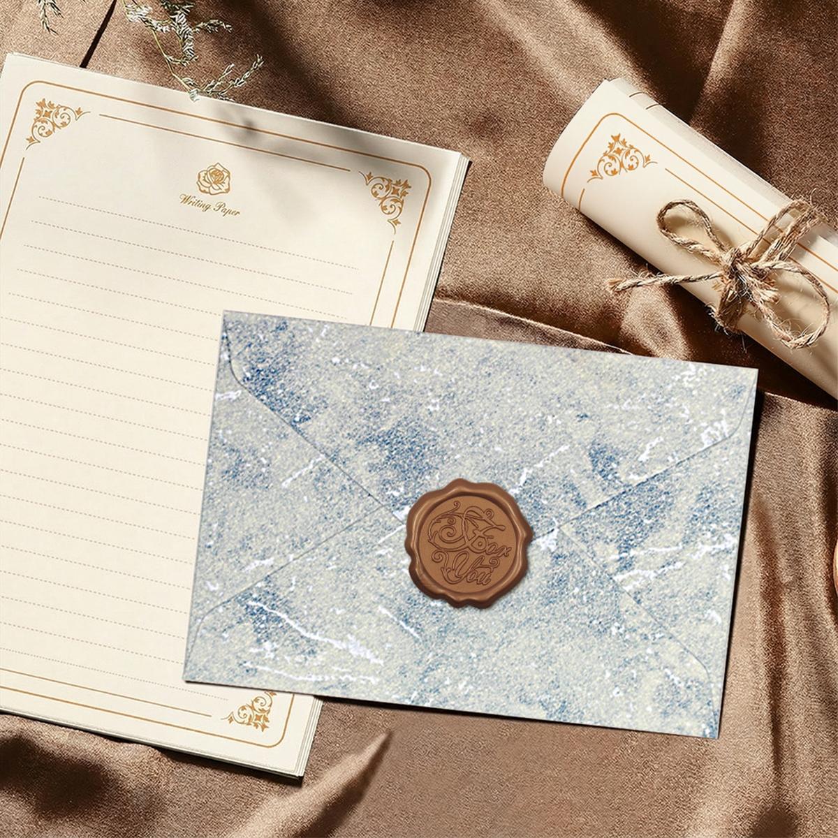 Letter Writing Set 3 Envelopes Wax Seal Stickers 10 Sheets Paper Vintage Gift for Stationery Lovers