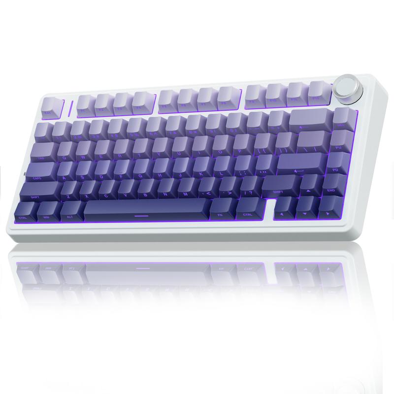 AULA Wireless Keyboard and Mouse Combo, F75 Pro Wireless Mechanical Keyboard,75 percent Gasket Hot Swappable Custom Keyboard+SC580X Wireless Gaming Mouse Light Purple office computer backlit creamy keyboard gaming accessory wireless mouse keyboard Set