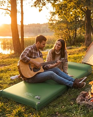 Memory Foam Camping Sleeping Pad with Pillow - 9.5 R-Value Insulated, Quiet, Foldable Portable Self-Inflating Mattress for Backpacking, Car Travel, R-Value 9.5