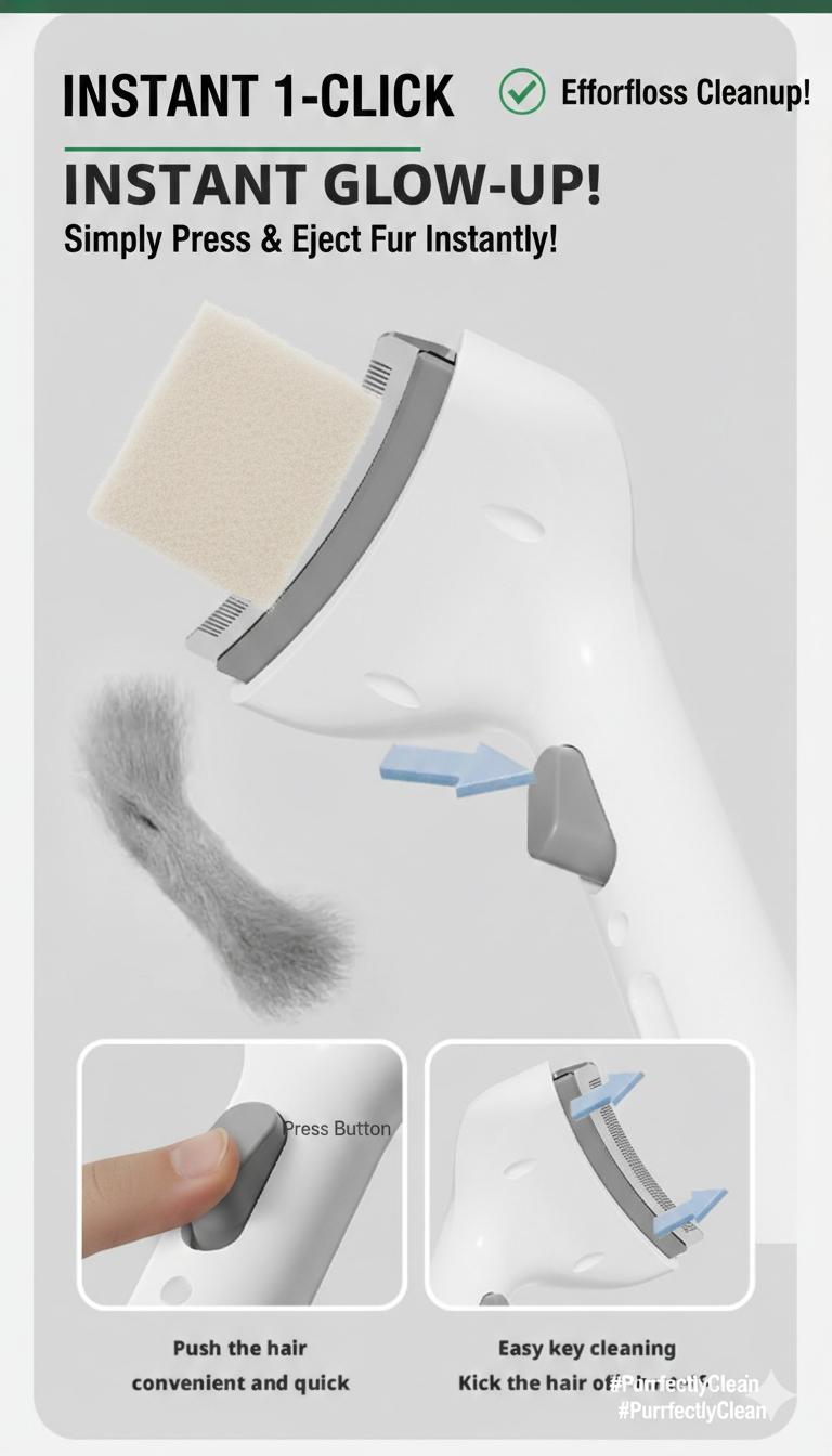 Cat Grooming & Deshedding Tool – One-Click Hair Removal Dematting Comb for Cats Grooming Brush