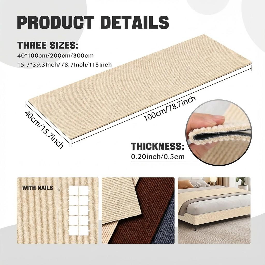 Cat Scratching Post Protector Pad, Durable Polyester Fiber Wall-Mounted Cat Scratch Board, No Shedding, DIY Climbing Design, Indoor Cat Play Toy, Vertical Scratcher