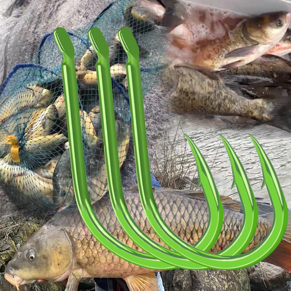 FTK Ise-Ni Fishing Hooks, Fluorescent Green, Flattened, 100pcs Stainless Steel, High-Carbon Steel, Barbed