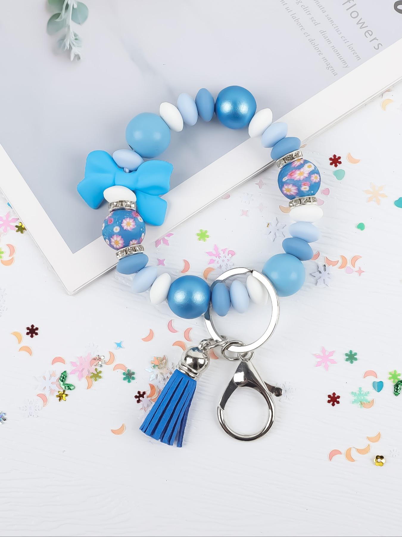 Bow Beaded Keychain, Multicolor Pearl Wristlet Keyring, Cute Butterfly Design, Versatile Gift for Friends, Mom, Birthday, Holiday, Keychain Lanyard