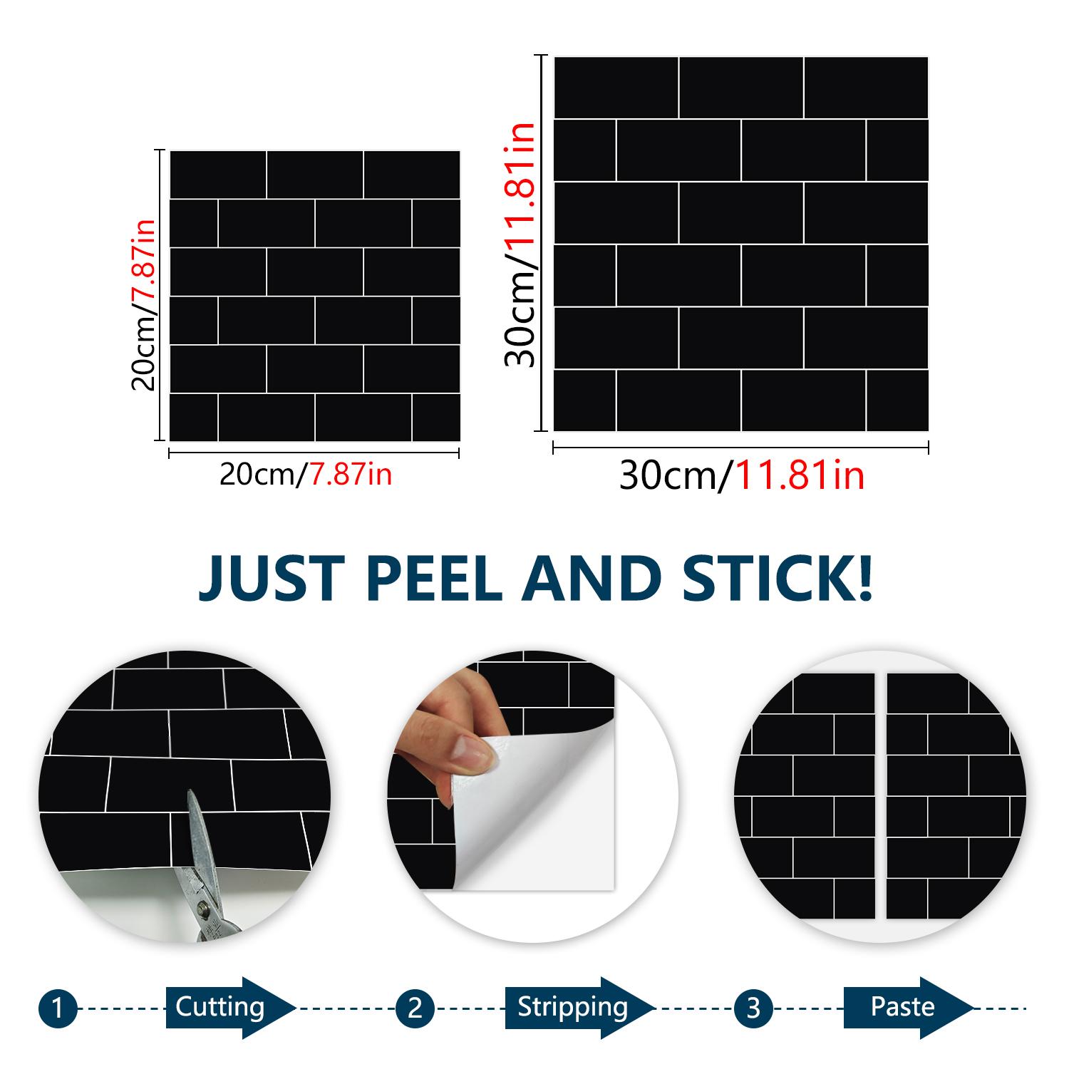 10pcs/20pcs/30pcs Wall Tile Pattern Self-Adhesive Thickened Tiles Stickers, Decorative Wall Sticker, Kitchen Decor, Home Renovation, Floor Decoration, Kitchen Bathroom Decoration, Waterproof Wall Sticker