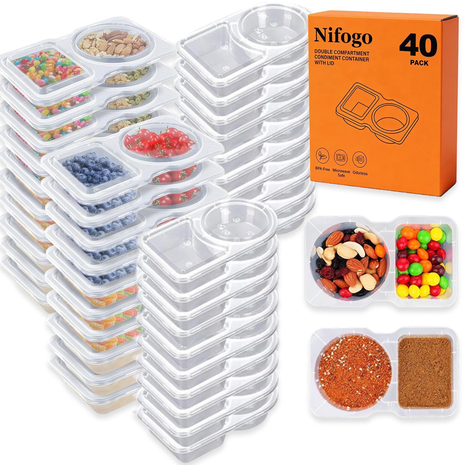 20PCS 40PCS Double Compartment Snack Containers Reusable Lids Snackle Box for Travel Camping Work Daily Use