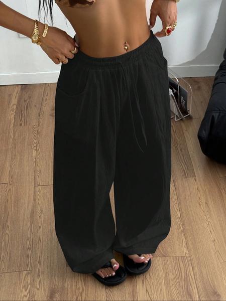 Women's Boho Style Casual Pants, Low Waist Loose-Fitting Design, Comfortable Daily Wear, Perfect for Vacation & Everyday