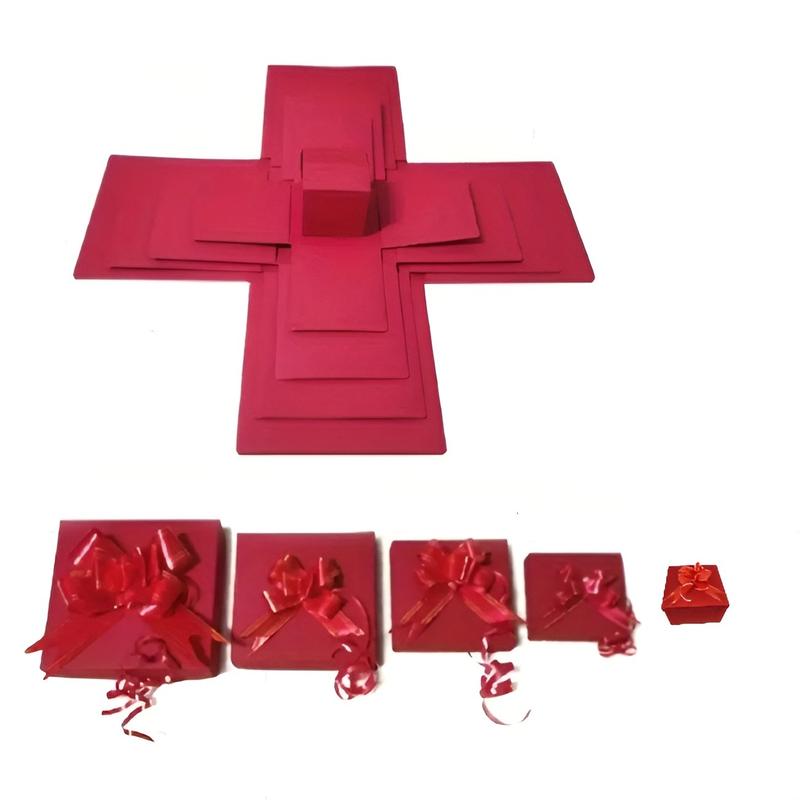 5-Story Surprise Ãxplosion Gift Boxwith Ribbon, Multi-Pocket Snack &Candy & Chocolate Storage, PerfectforBirthdays, Festivals, Holidays