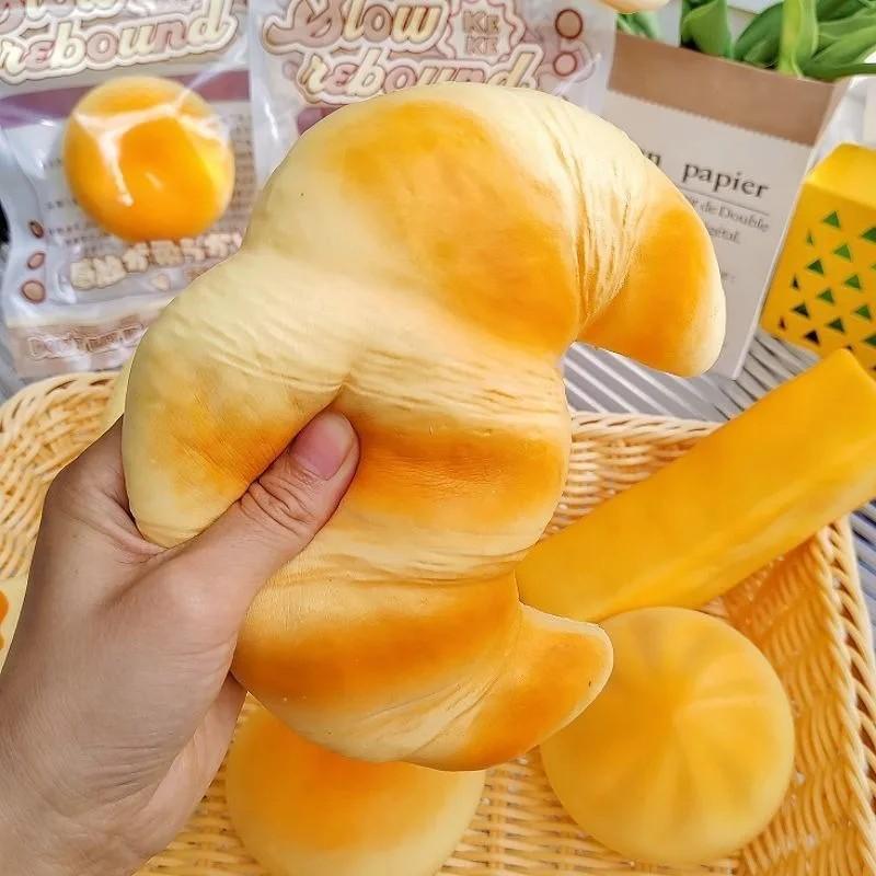 Anboor Slow Rising Squishies Toys for Kids, Bread Squishys Foam Food Croissant, Jumbo Big Stress Squishes, Cute Giant Squeeze Toy