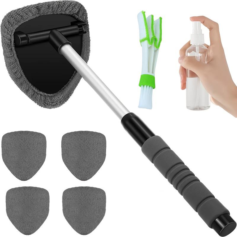 8pcs Windshield Cleaning Kit, Car Cleaning Supplies, Including 5 Reusable And Washable Microfiber Pads And Car Windshield Wiper Set with Retractable Handle