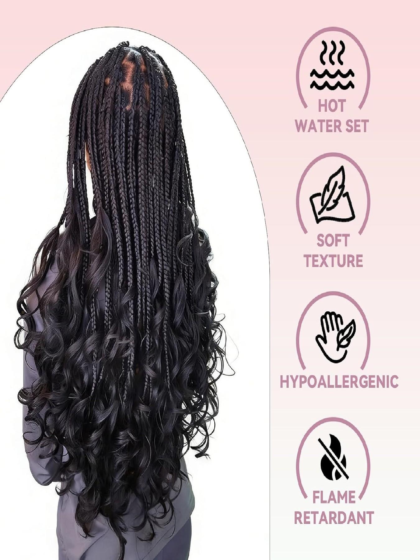 French Curl Braiding Hair 24 Inch 4 Packs Loose Wave Braiding Hair for Braids and Twists Soft Bouncy Curly Crochet Hair for Women Skin-friendly Easy to Braid Hair Extensions