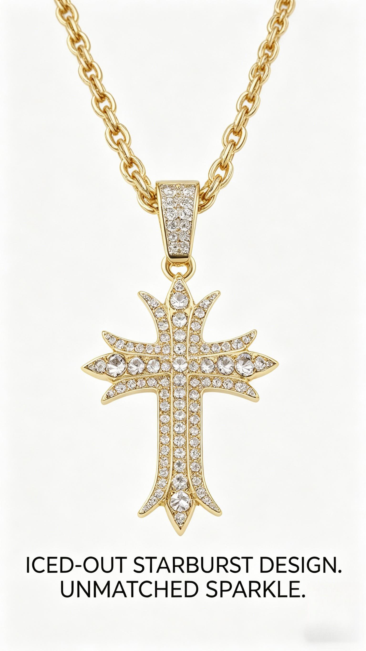 Durable Alloy Cross Pendant Necklace, Tarnish Resistant for Everyday Use