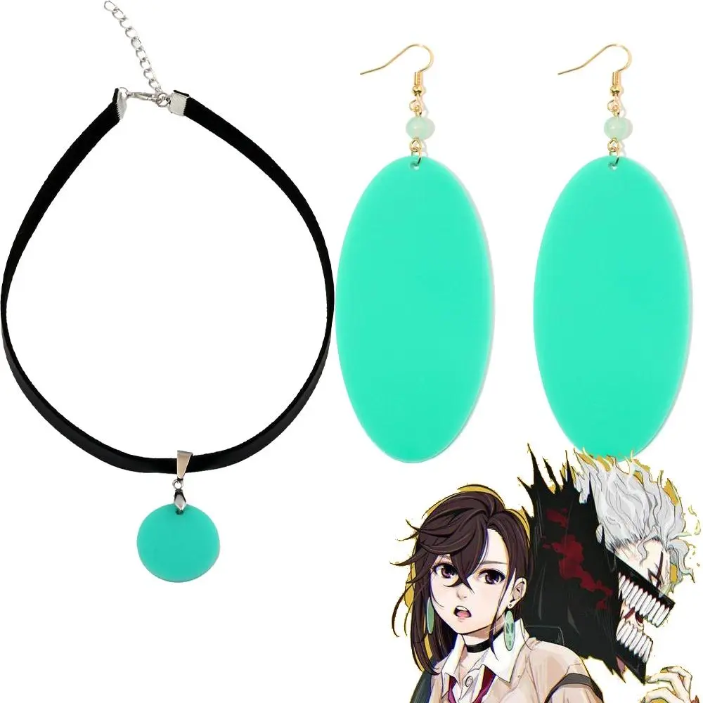 Anime DAN DA DAN Ayase Momo Necklace Earrings Set Cosplaying Props Hippop Pendant Creative Choker Jewelry Accessorie Gift серьги