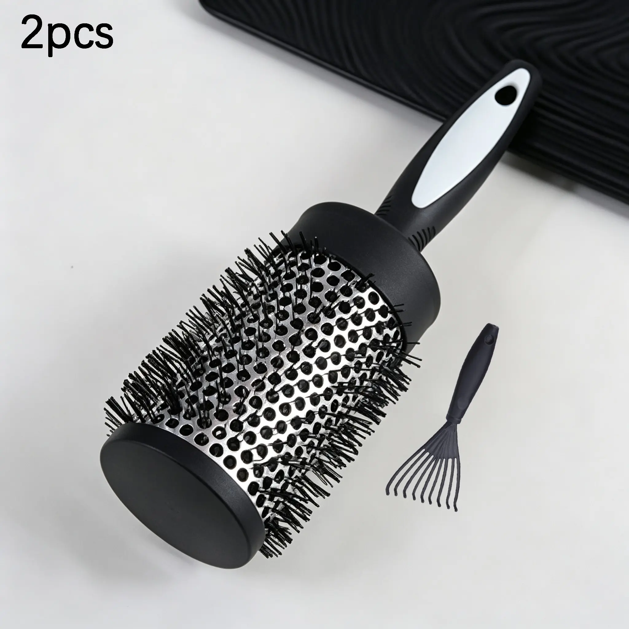 2pcs Thermal Round Hair Brush Set, Anti-Static Curling Brush for Blow Dry & Styling, Salon & Home Use, Includes Hair Cleaning Tool, Round Brush for Blow Drying