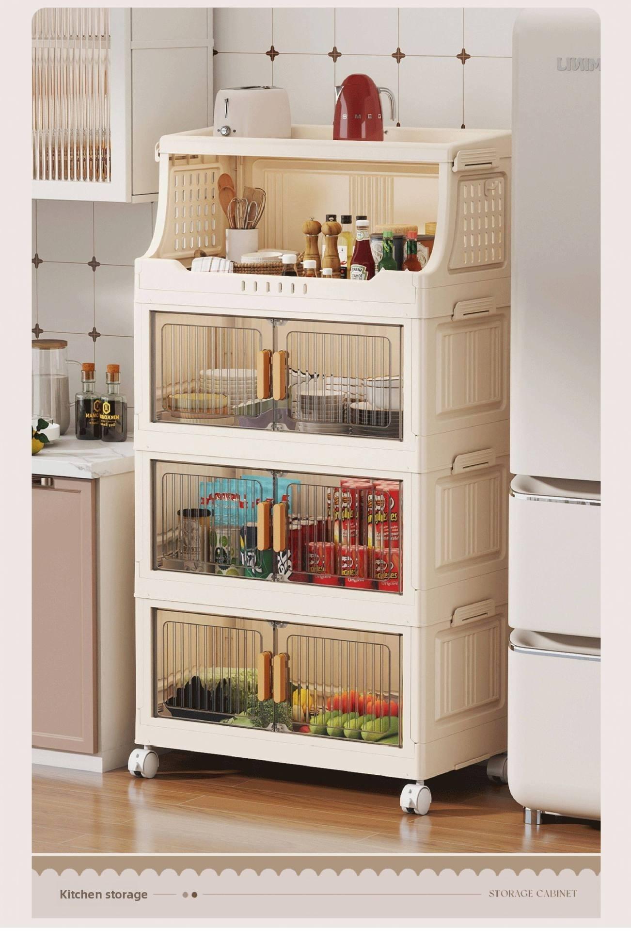 Large-capacity covered multi-tier stackable storage cabinet, wheeled foldable plastic storage cabinet, closet organizer and storage box, decorative cube closet organizer, for living room, bedroom, bathroom, office, dormitory, Space Saving Furniture