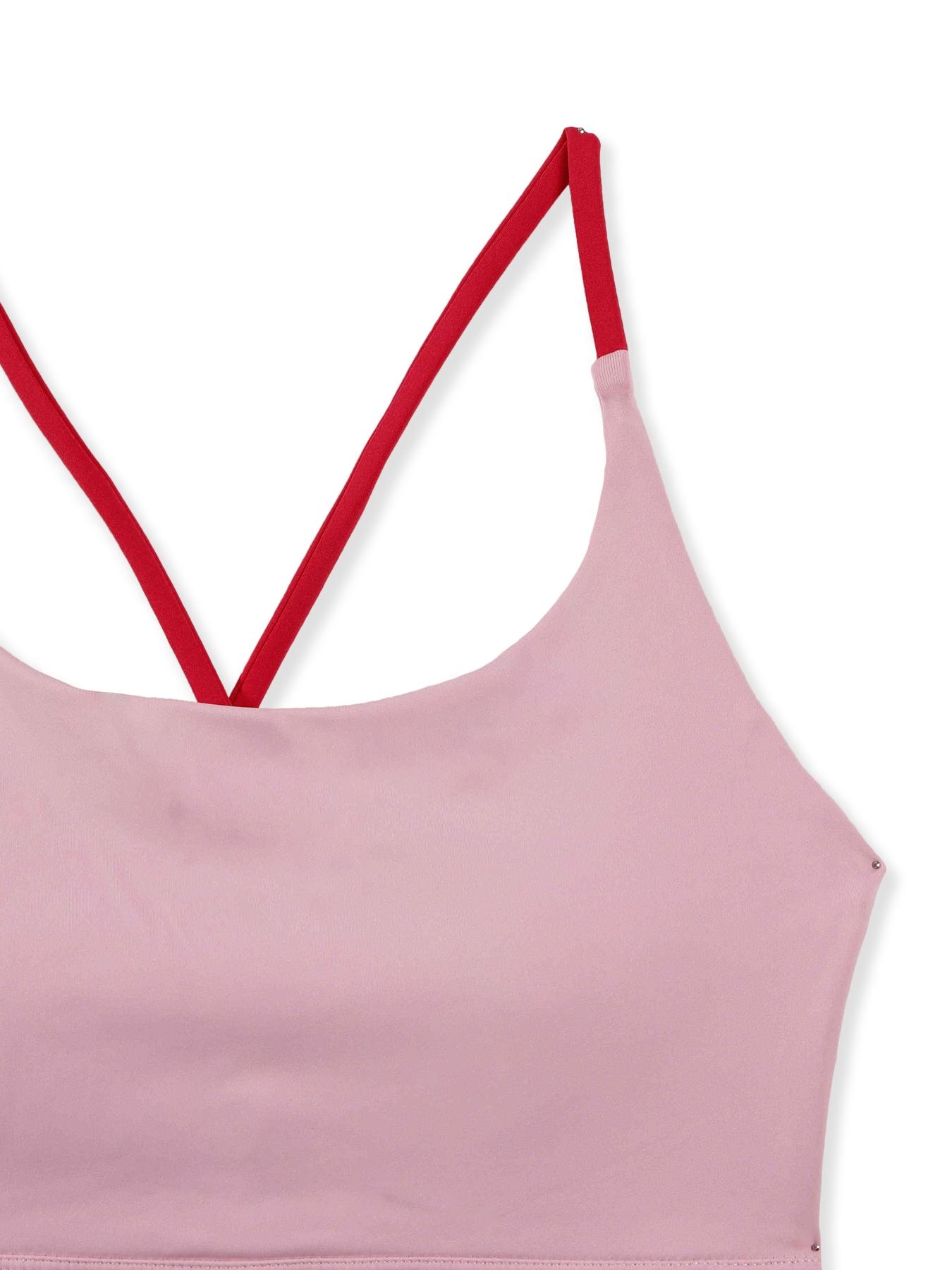 Sporty Women's Plain Criss Cross Sports Bra, Comfort and Durability Sports Crop Cami Top, Ladies Sportswear for Indoor Outdoor Wear, Gym Clothes