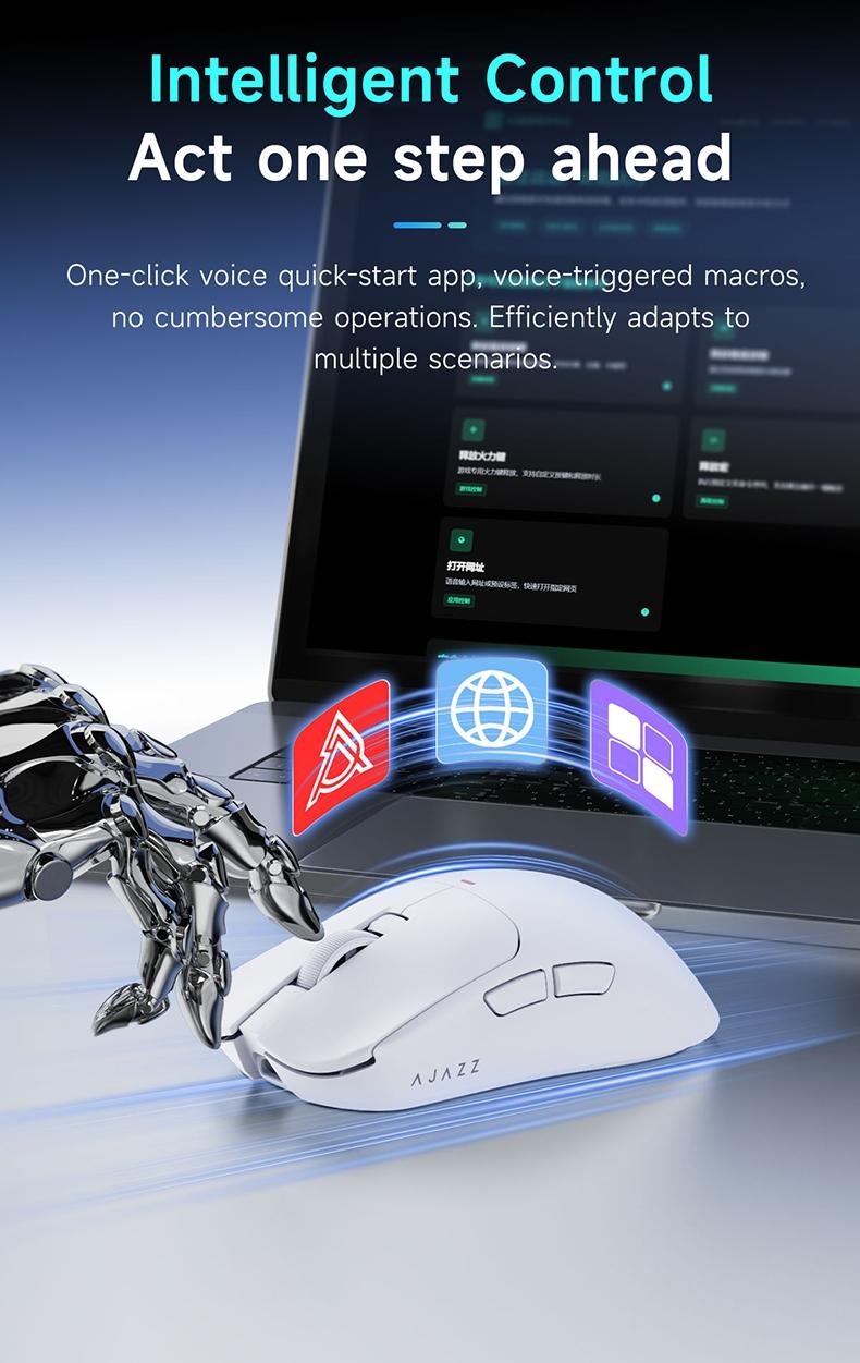 Mage Aj200 Nl Ai Mc Three-Mode Wireless Ai Mouse, Lithium Polymer Battery, Bluetooth-compatible Connectivity, Ergonomic Design, USB-C Charging