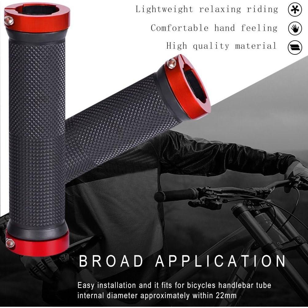 Double Lock  Handlebar Grips - Rubber Comfortable BMX Mountain  Grips