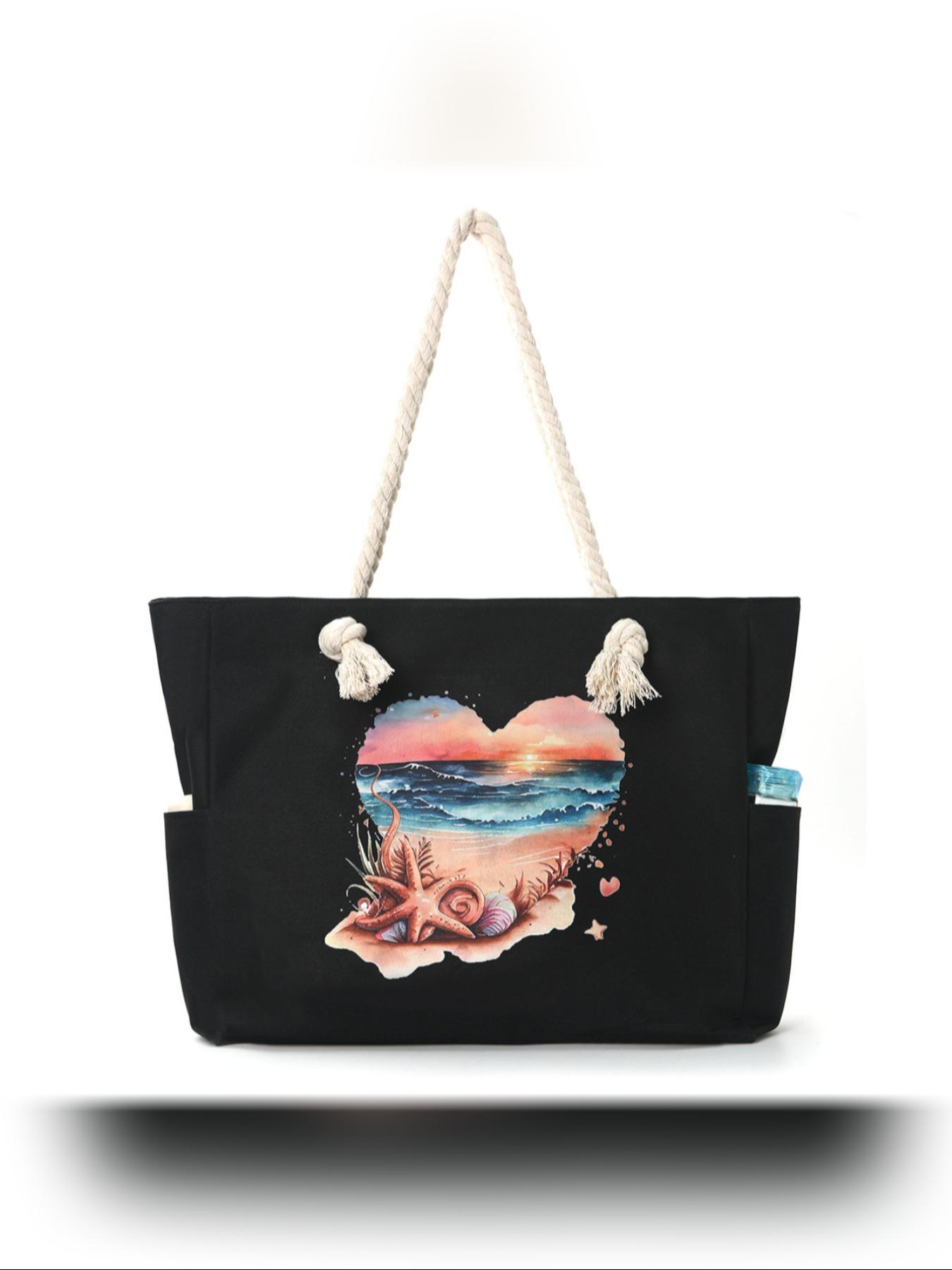 Large Capacity Turtle Beach Bag for Women, Casual Crossbody Backpack, Simple and Versatile Canvas Storage Bag, Ideal for Daily Use and Travel