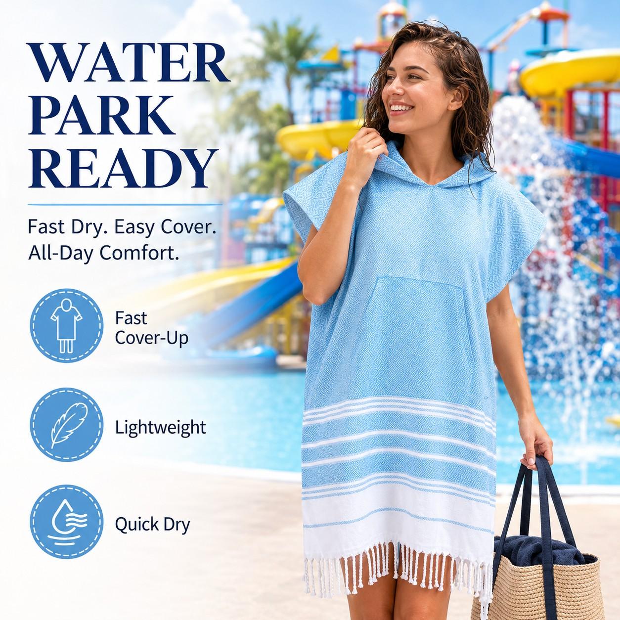 Wearable Beach Towel with Hood, Soft Absorbent Quick-Dry Decorative Towel, Pocket Fringe Design, Ideal for Beach, Pool, Surfing, Travel, Quick Drying Towels