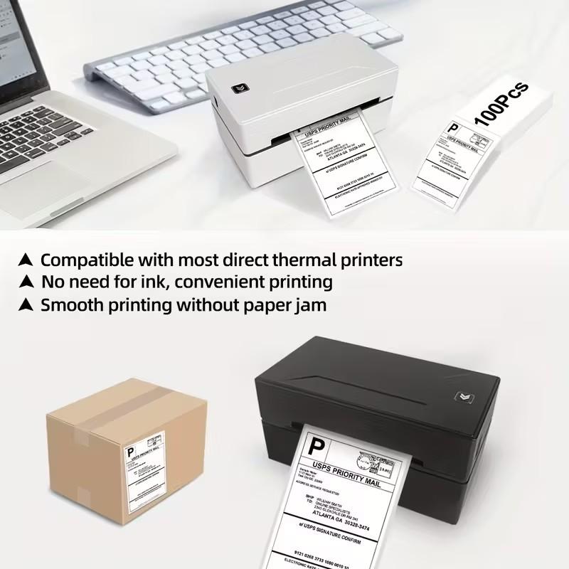 4x6 Inch Self-Adhesive Shipping Labels, 100 Sheets/200 Sheets Thermal Labels, 100 X 150mm for D100 & D200 Thermal Printers