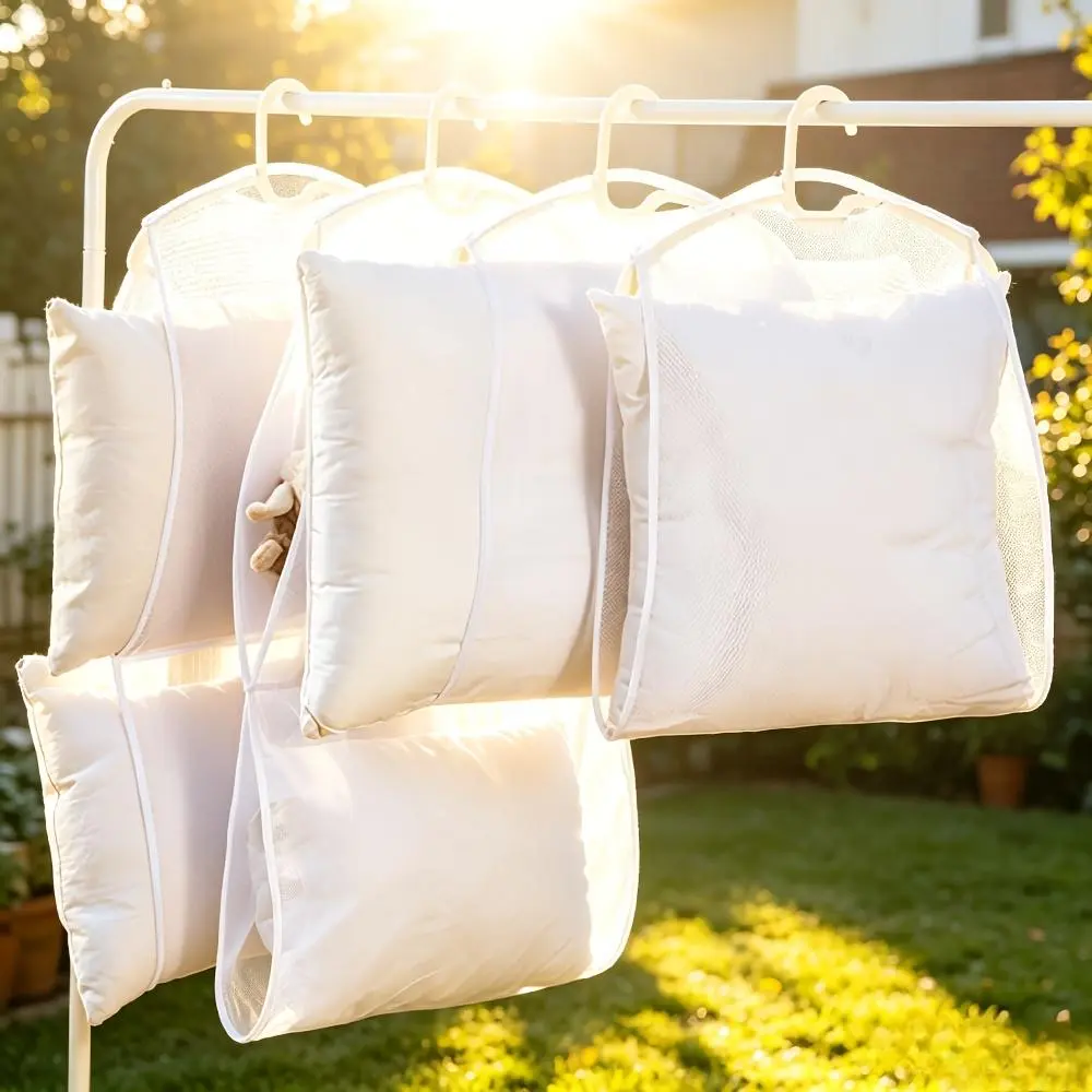 2-Piece Fabric Laundry Drying Nets - Lightweight, Foldable Laundry Accessories for Outdoor Drying, Indoor Organizing (1 Single, 1 Double), Two Pieces
