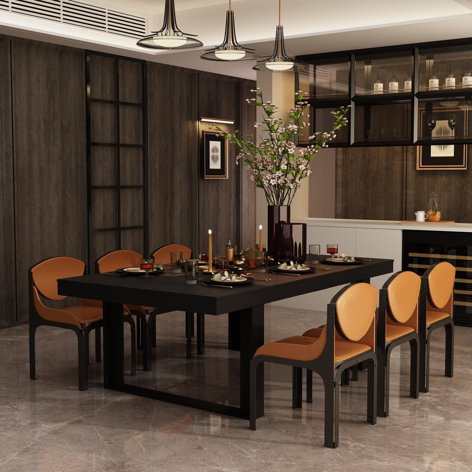 FUFU&GAGA  86.6" Modern Wooden Dining Table for 8-10 - Multi-Use Conference & Kitchen Table with Solid Wood Construction for Dining Rooms