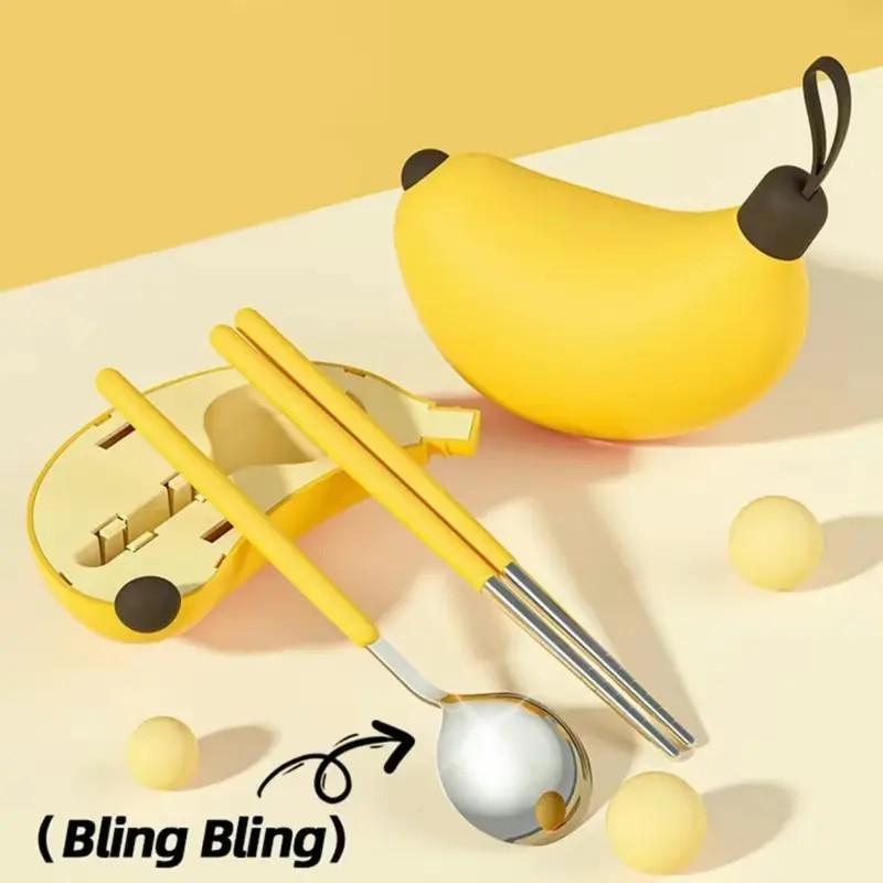 Portable Stainless Steel Cutlery Set, Reusable Folding Chopsticks and Spoon, Ideal for Picnics, Camping, Outdoor Activities, Lunch Boxes