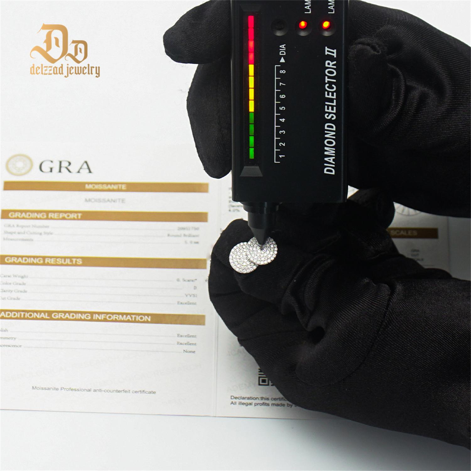 Delzzad 14K Gold-Plated Iced Out Circle Shape Stud Earrings Lab-Created Moissanite Stud Earring S925 Sterling Silver Moissanite Jewelry Perfect Christmas Gift