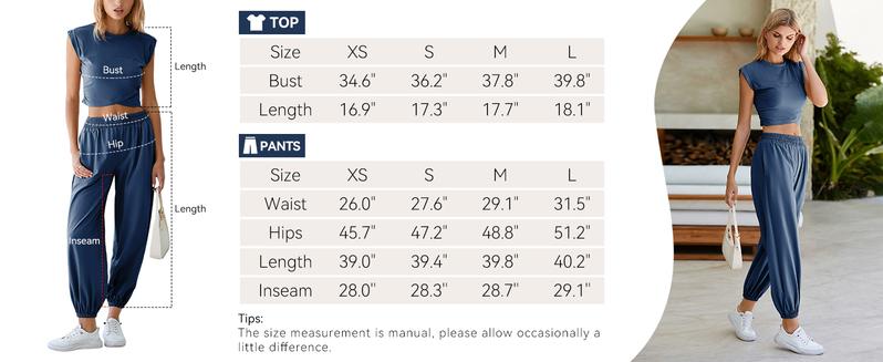 Tanming Womens 2 Piece Sweatsuits Sets Casual Workout Cropped Tee Top High Rise Sweatpants Athletic Tracksuits