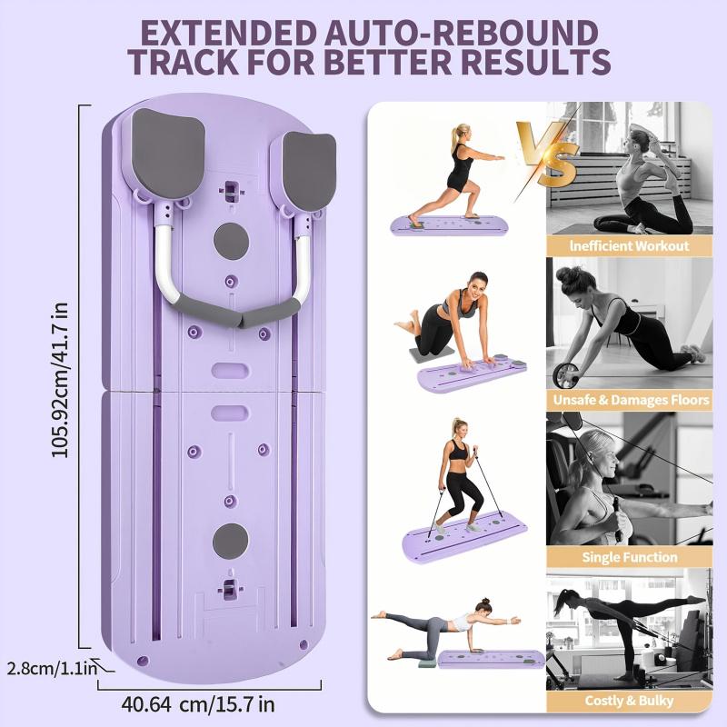 Pilates Board at home - (Pink) 8 in 1 Pilates Sliding Board ，2026 Pilates Reformer Set, pilates at home workouts，Multi-Purpose Foldable Pilates Reformer Board for Home Pad ， pilates board
