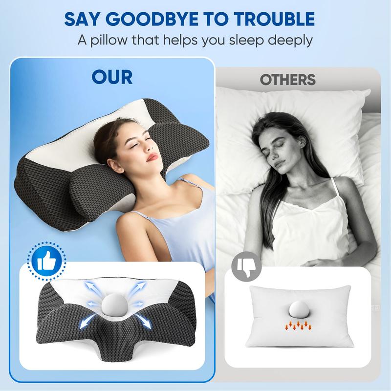 28" Extra Wide Ultra Comfortable Neck Pillow, 2 Contoured Heights for Side Sleepers, High-Quality Ergonomic Memory Foam Pillow for Sleeping, Washable and Breathable Cover, Suitable for Back and Stomach Sleepers, Valentine's Day