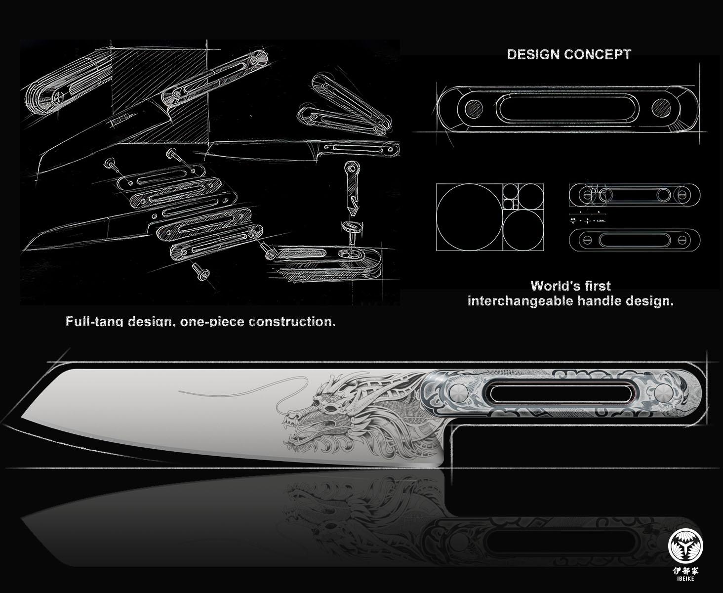 「 Luxury Gift 」ZDF-905 Powder Steel Chef Knife 8 Inch, Ultra Sharp Japanese Kitchen Knife, Full Tang Professional Chef Knife with Dragon Engraving, Interchangeable Handles，Purism Series Outdoorfun