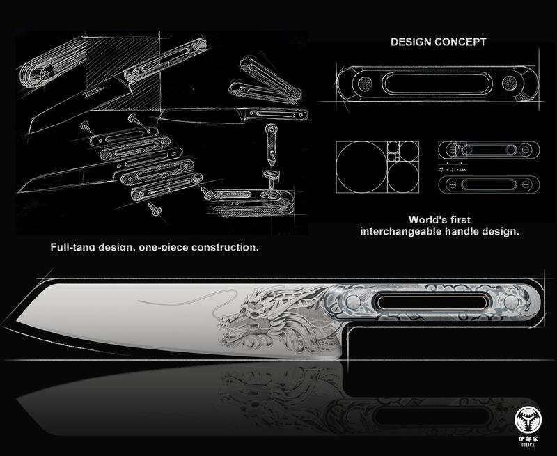 「 Luxury Gift 」ZDF-905 Powder Steel Chef Knife 8 Inch, Ultra Sharp Japanese Kitchen Knife, Full Tang Professional Chef Knife with Dragon Engraving, Interchangeable Handles，Purism Series Outdoorfun