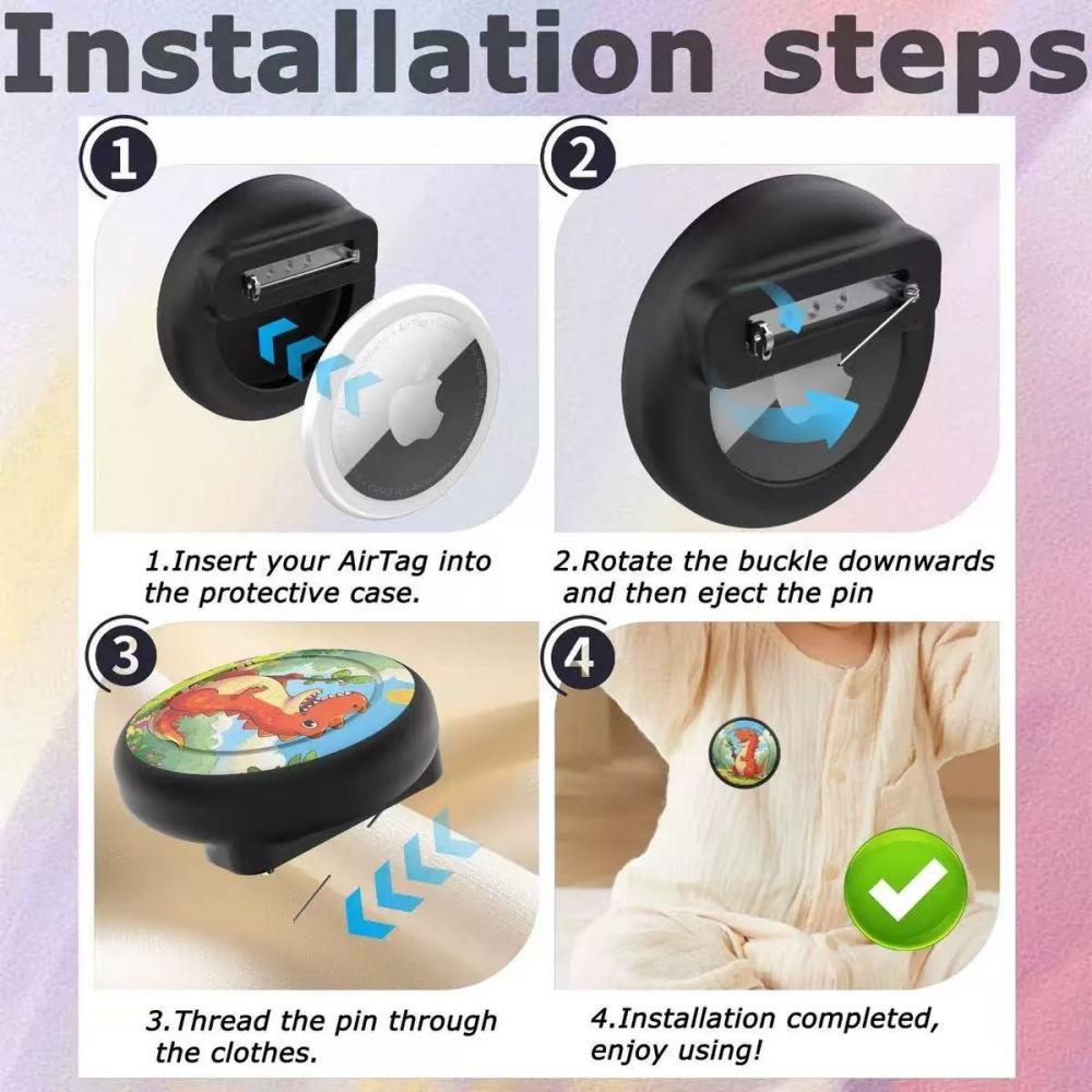 The cute silicone Apple AirTag protection case keychain is suitable for badges, Apple GPS trackers, positioning devices, cartoon brooches and other products. It has waterproof and shockproof protection functions.