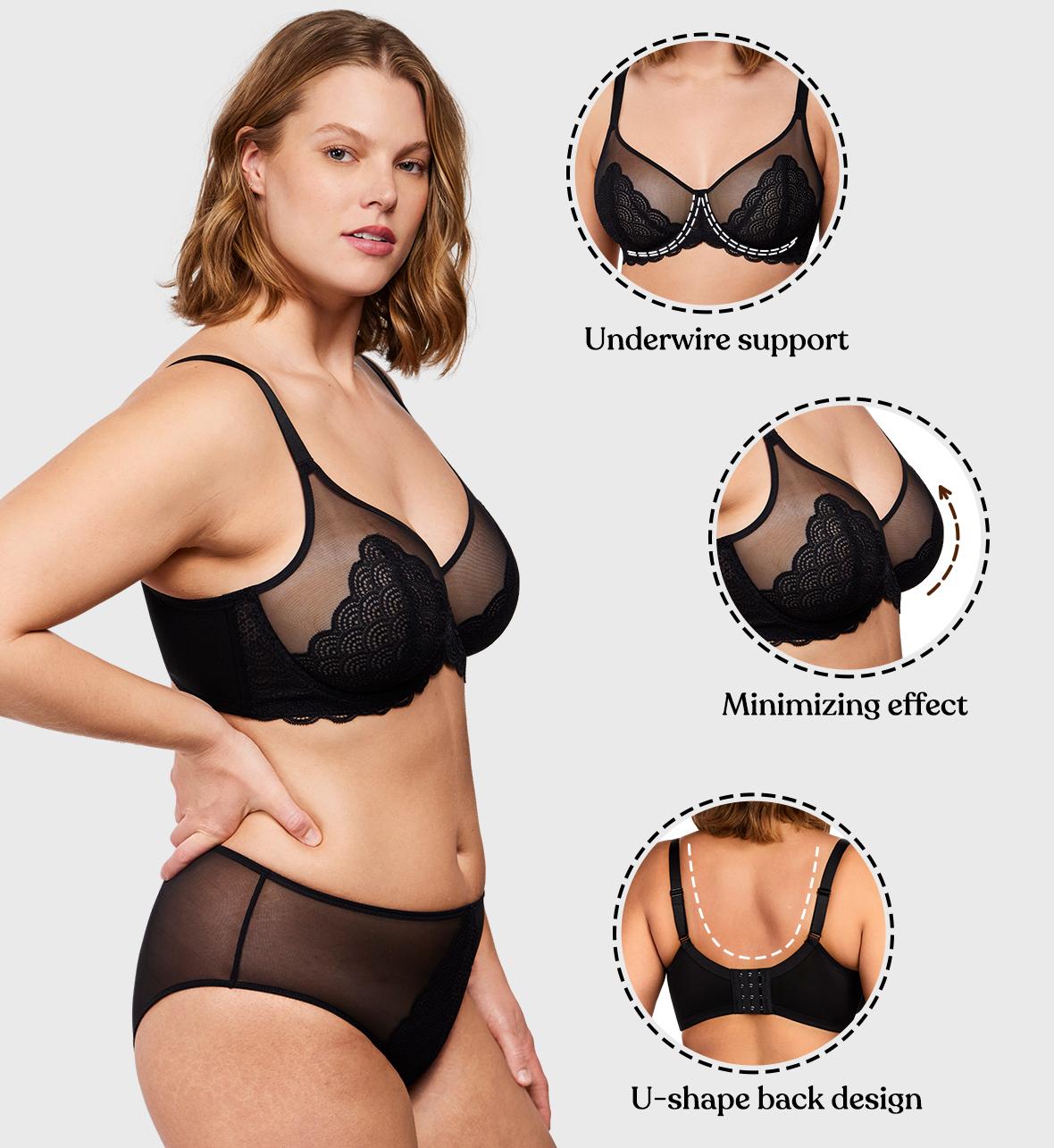 Live HSIA Mermaid Scales Plus Size Lace Mesh Unlined Full Coverage Underwire Bra SpringStatements