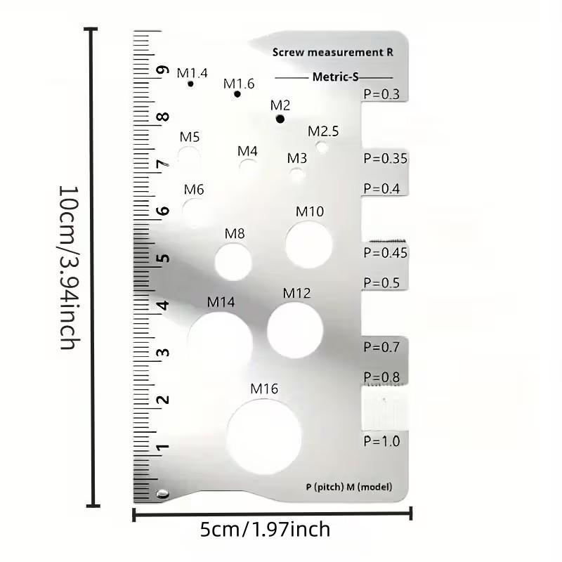 304 Stainless Steel Screw Measuring Ruler, Durable and Precise Thread and Distance Measurement, Screw and Bolt Caliper, M12 Precision Gauge