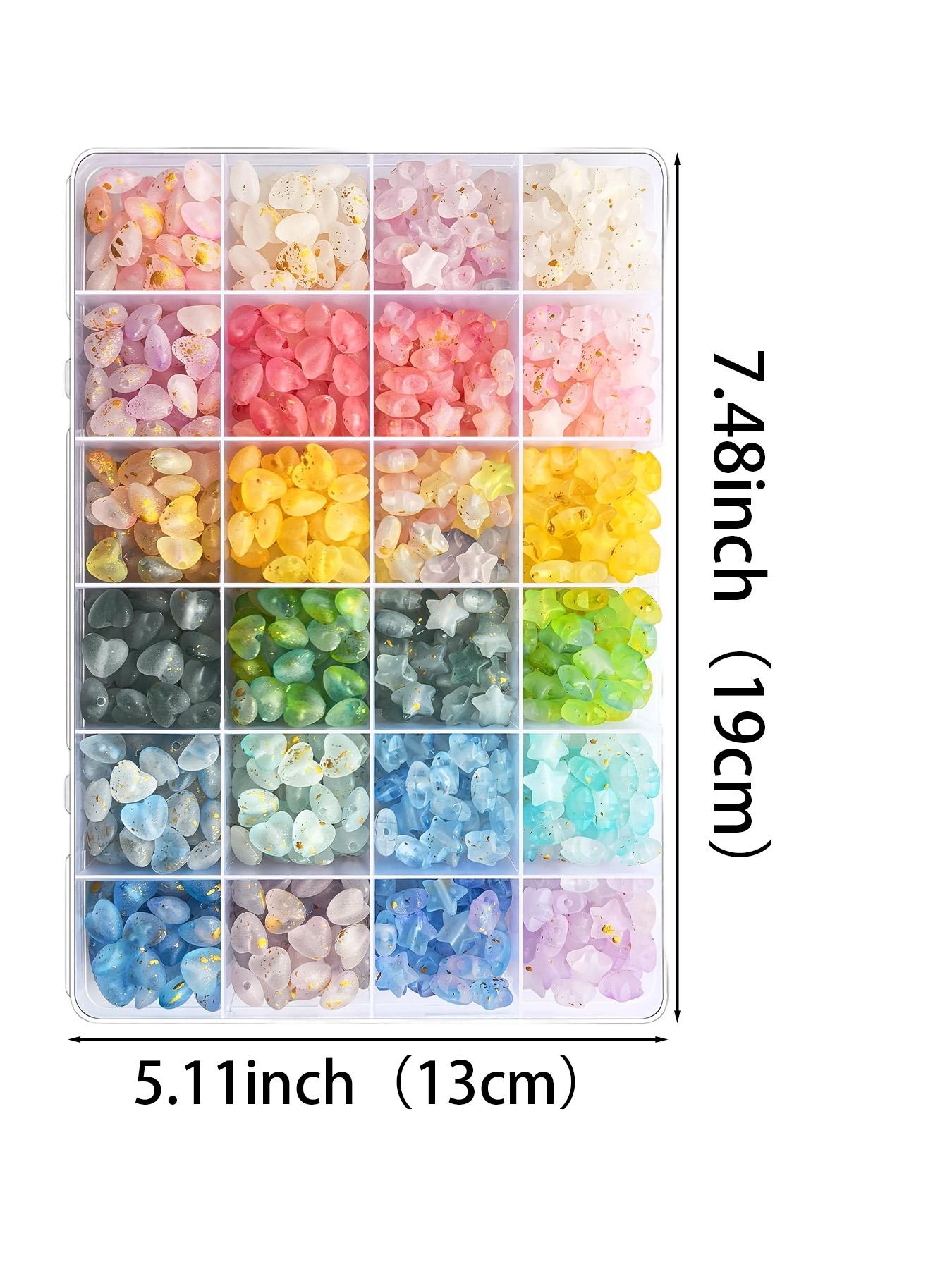 600 Pcs Star & Heart Bead Kit - DIY Jewelry Making Supplies with Colorful Acrylic Beads (Pink/Blue/Green/Yellow/White/Clear) + Storage Box, Craft Materials for Friendship Bracelets, Necklaces, Earrings, Keychains & Scrapbooking, Diy Mix Beads