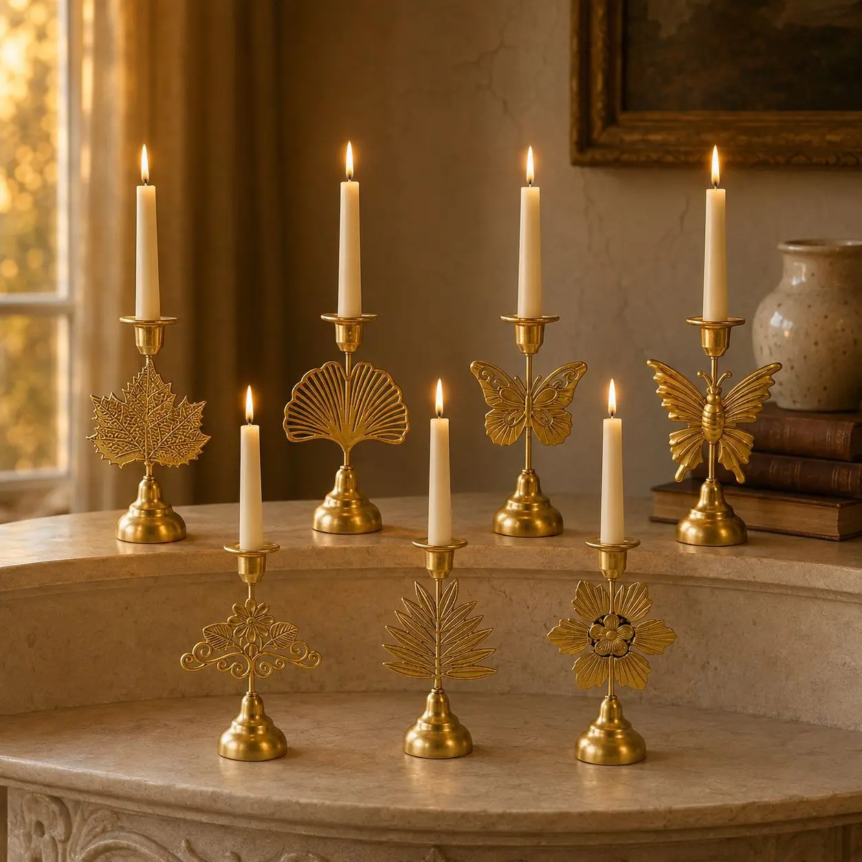 European household light luxury romantic table decorations retro candlelight dinner props simple decorative candlestick ornament