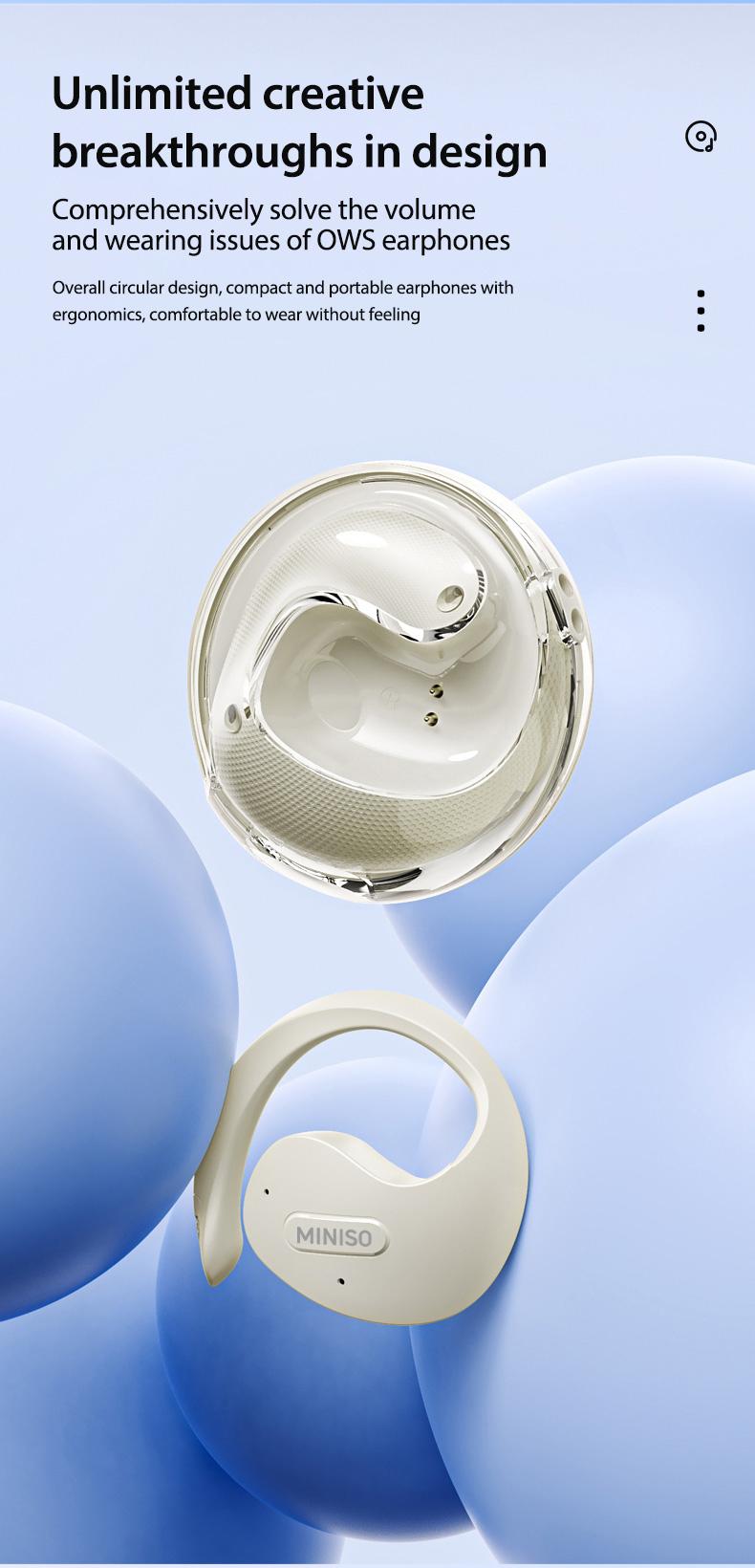 MINISO X15 Pro Earphone Wireless Bluetooth 5.4 OWS Waterproof Sport Headsets Noise Reduction Headphones with Mic