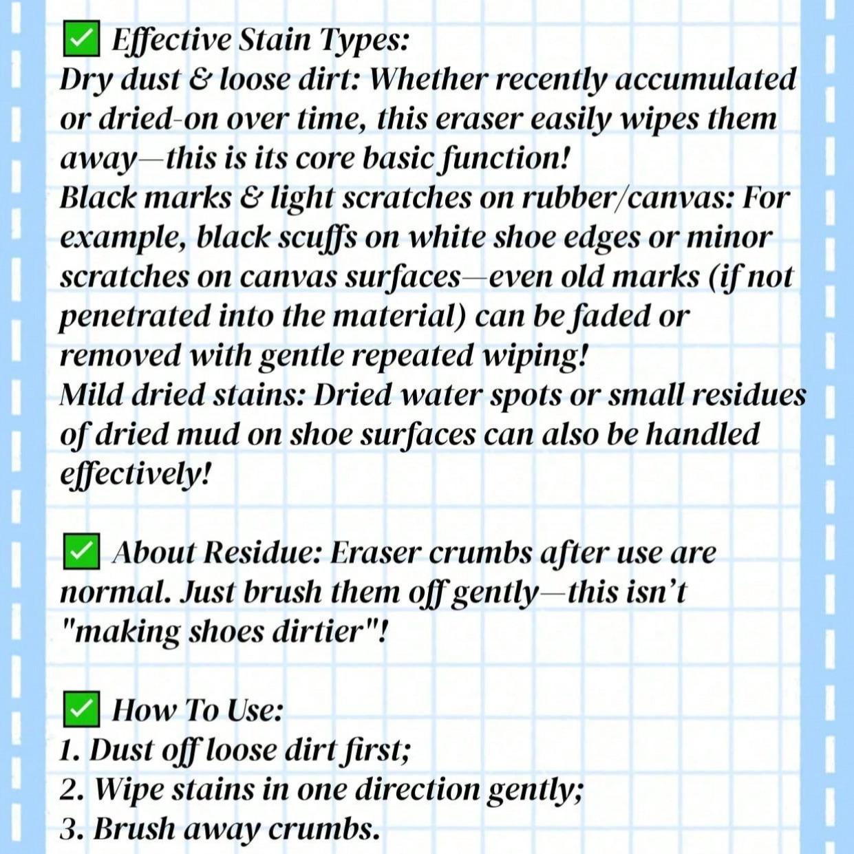 Portable Suede Leather Shoe Cleaner, Waterless, Easy to Carry, Dry Cleaning Stain Removal, Travel-Friendly, Non-Abrasive, Ideal for Sneakers