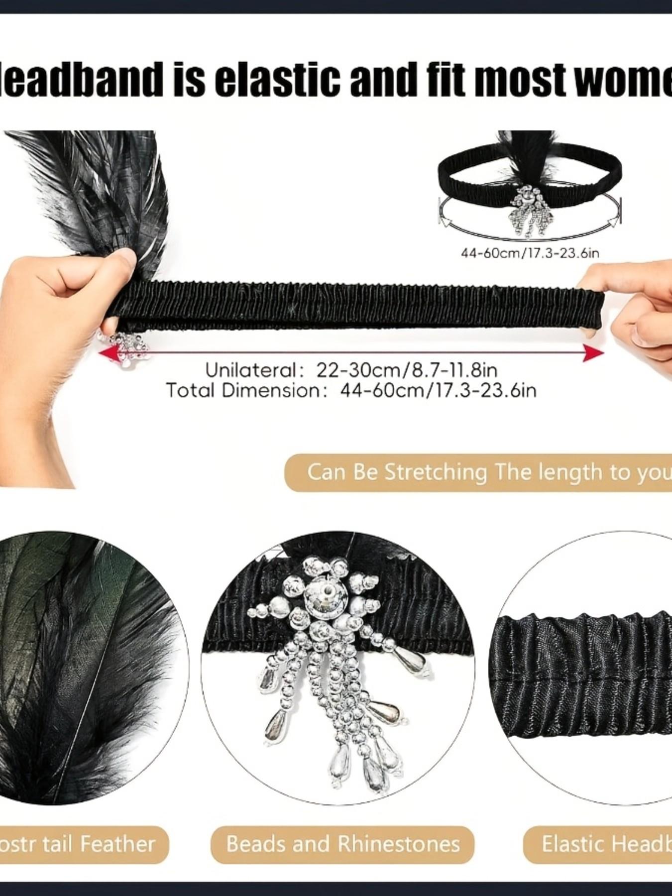 Women Vintage Retro Costume Set Including Hairband Beaded Necklace Earrings Gloves, Perfect for Wedding Party Gift Tea Party Photo Shoot