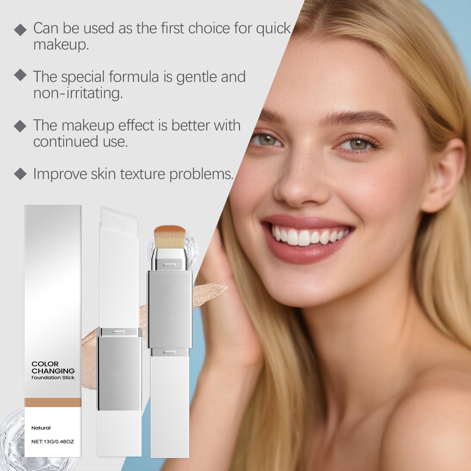 AMZ This Two-In-One Color-Changing Foundation Stick Features A Natural Color, A Light Texture, A Matte Finish, And A Clear And Transparent Finish. It Is Suitable For Daily Makeup Use