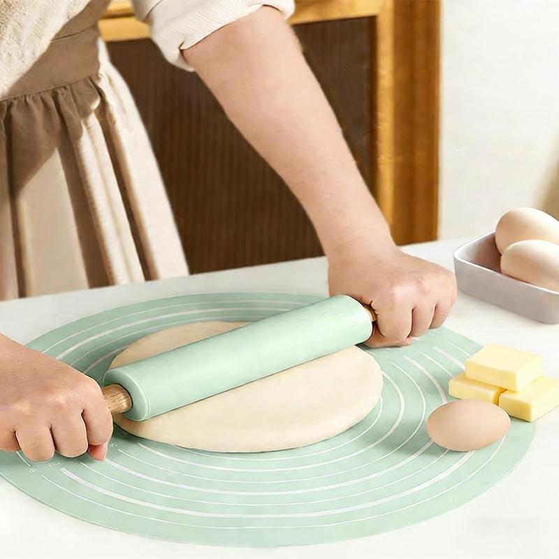Dough Kneading and Rolling Pin Baking Set – Rolling Pin and Dough Mat Set, easily make cakes and dough, includes a round mat set, a must-have kitchen baking tool for home bakers and cooking enthusiasts