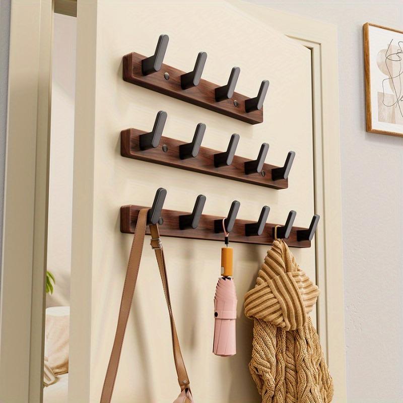 Walnut Hook Wall Hook, Wall Hanger with 4/5/6 Hooks, Hat Hook Wall Hook for Hanging Coats, Bags and Towels Black