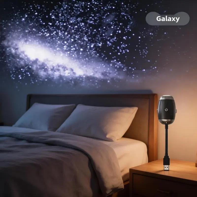 Galaxy Car Mounted Starry Sky USB Ambient Light, High-Definition Focusing, Plug-And-Play, Interior Decoration, Night Drive Atmosphere Lamp Projector